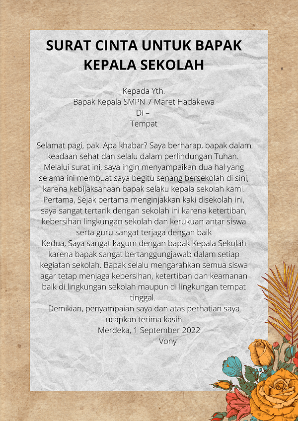 Surat untuk kepala sekolah